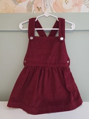 Monica + Andy 3t Organic Cotton Burgundy Corduroy Pinafore Dress Fall Winter